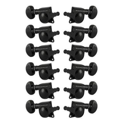 Grover Mid-Size Rotomatics Machineheads ~ 6 in-line ~ 12-String ~ Black Chrome