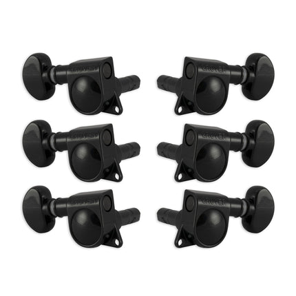 Grover Mini Locking Rotomatics Machineheads ~ 3+3 ~ Black Chrome