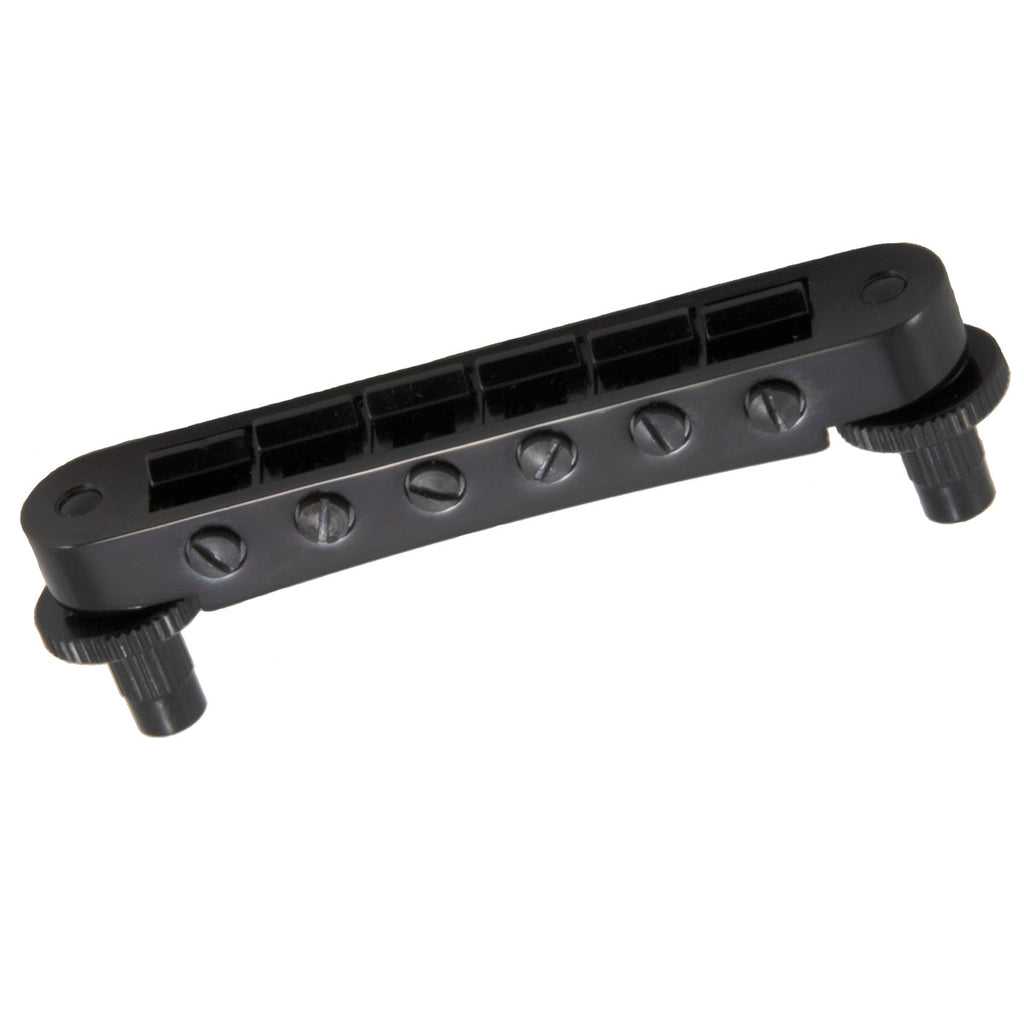 Grover Tune-O-Matic Style Guitar Bridge ~ Black Chrome