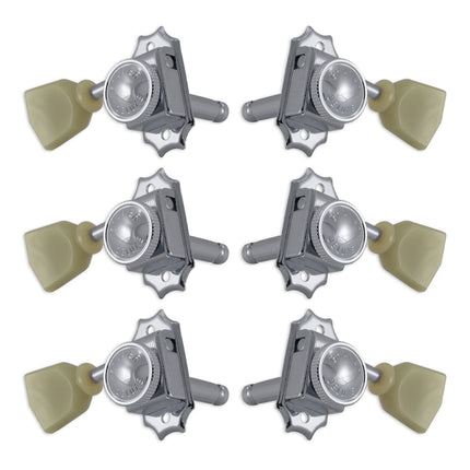 Grover Vintage Locking Keystone Machineheads ~ 3+3 ~ Chrome