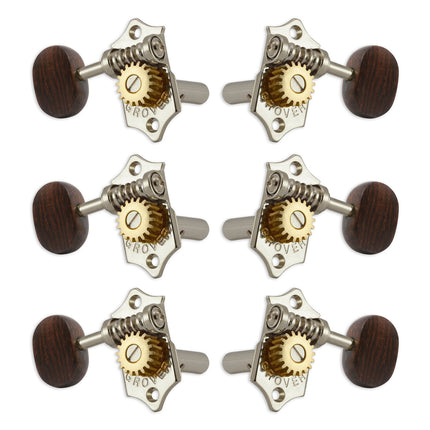 Grover STA-TITE Vertical Machineheads ~ 3+3 ~ Nickel ~ Rosewwood Buttons