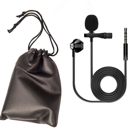 Kinsman Clip-On Lavalier Microphone with Earpiece ~ 3.5mm TRRS Jack
