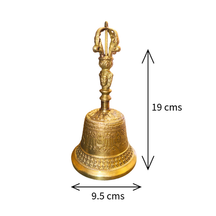 Brass Bell with Handle – Handcrafted Pooja Ghanti for Mandir, Aarti & Home