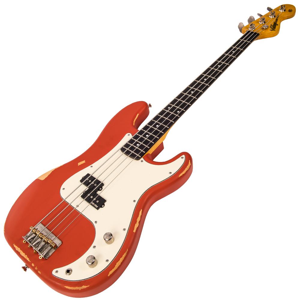 Vintage V4 ICON Bass ~ Distressed Firenza Red