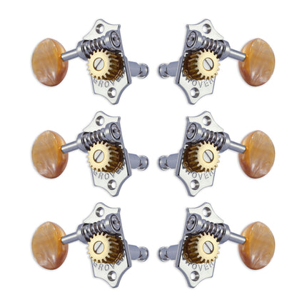 Grover STA-TITE Machineheads ~ 3+3 ~ Vertical ~ Chrome ~ Acrylic Buttons