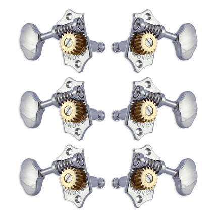 Grover STA-TITE Machineheads ~ 3+3 ~ Horizontal ~ Chrome