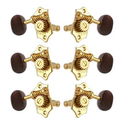 Grover STA-TITE Machineheads ~ 3+3 ~ Vertical ~ Gold ~ Rosewood Buttons
