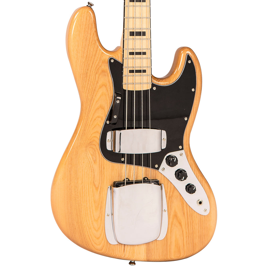 Vintage VJ74 ReIssued Maple Fingerboard Bass ~ Natural Ash