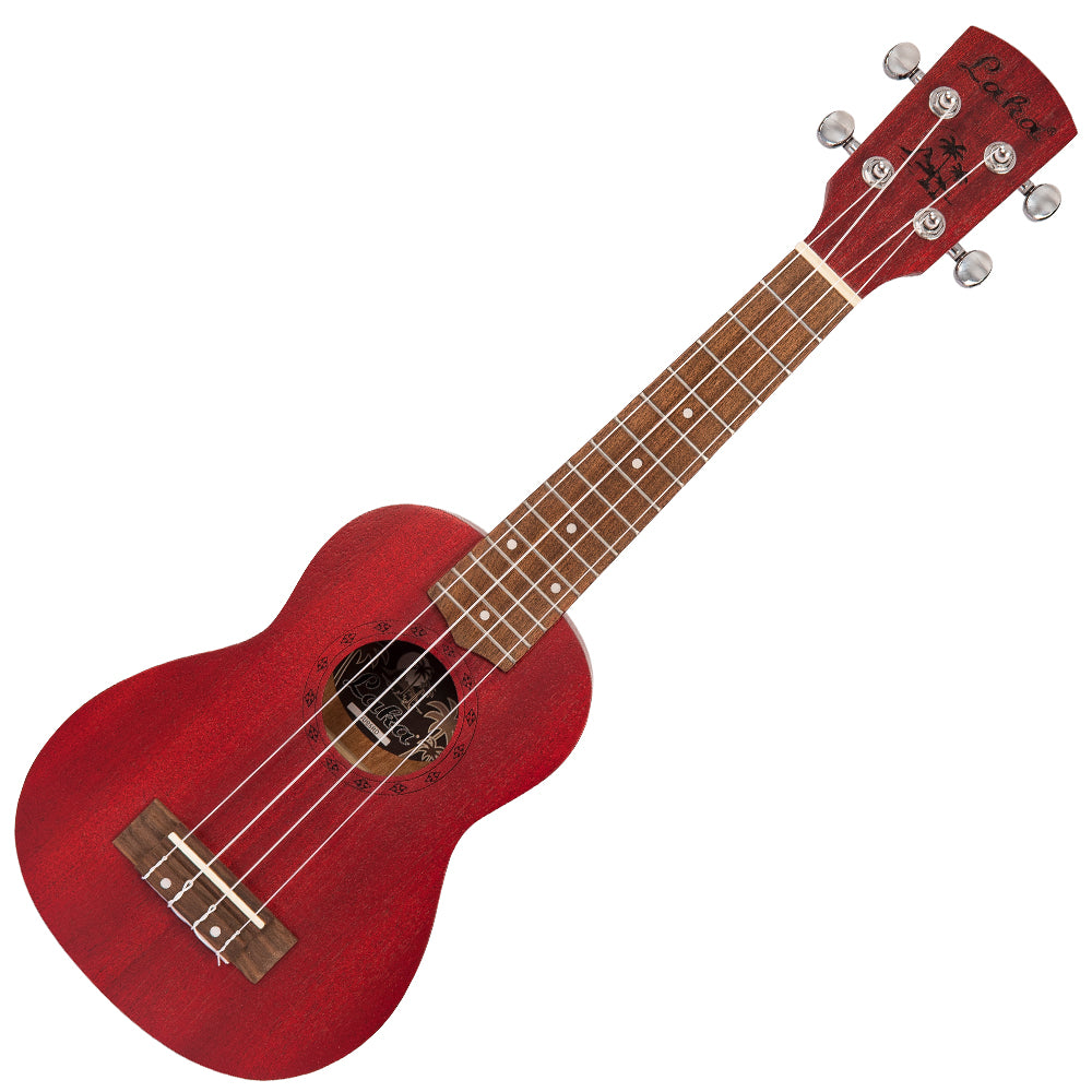 Laka Sapele Series Soprano Ukulele & Bag ~ Red