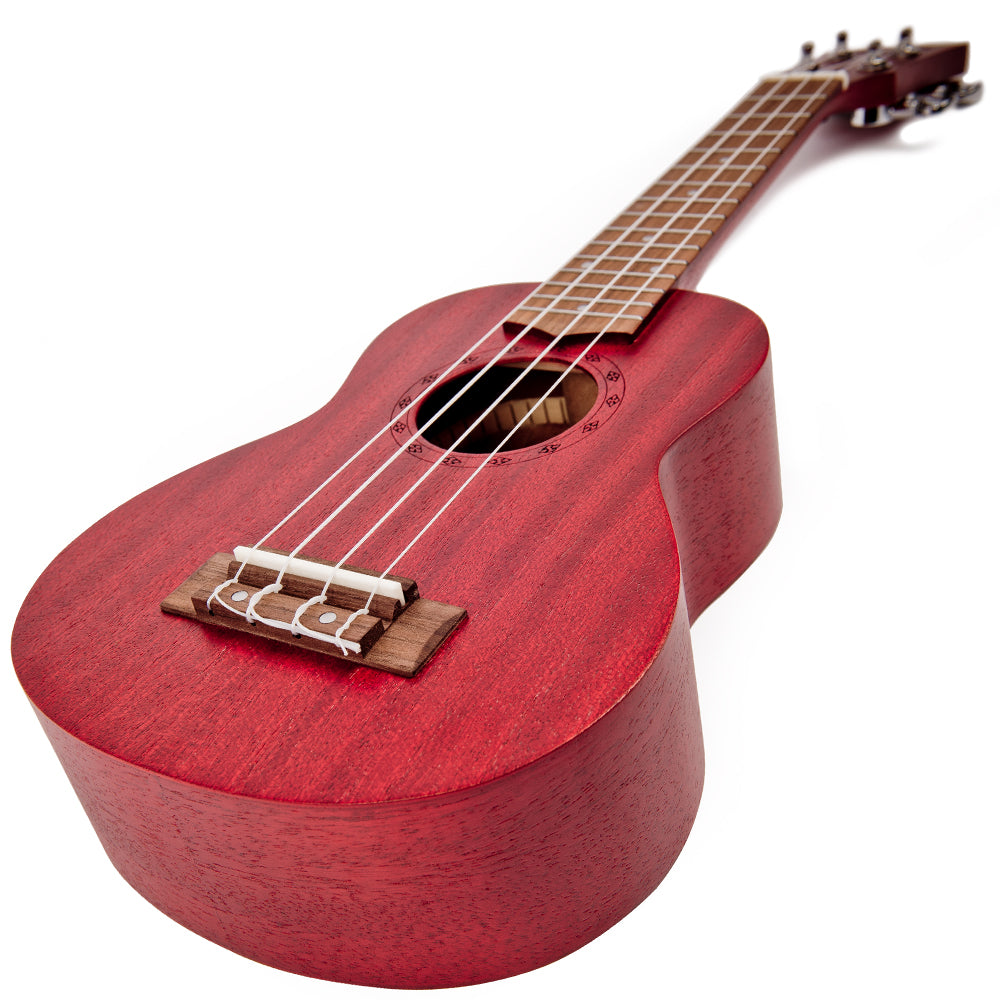 Laka Sapele Series Soprano Ukulele & Bag ~ Red